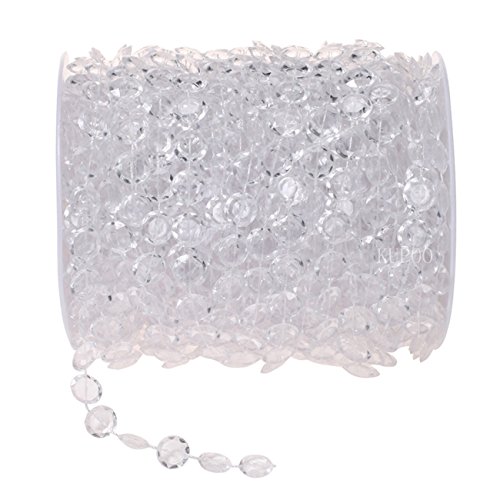 KUPOO 99 ft Clear Crystal Like Beads by The roll - Wedding Decorations (White)