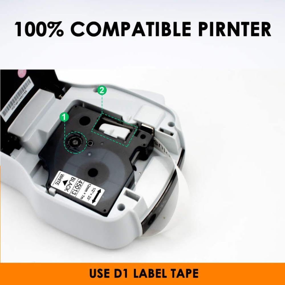 10PK 6mm 43613 Nastro a cassetta nero su bianco compatibile con LabelManager 160 5200 4200 Maker 43613