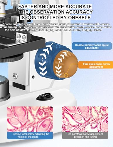 Image of Microscope for Adults WF10x and WF25x eyepieces, 40X-2000X Magnification USB Camera, Microscope for Adults Suitable for Laboratory School Home Education(White Microscope)