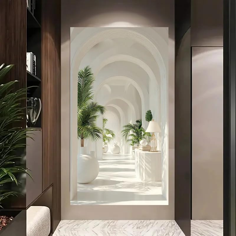 GKUVBF Tableau moderne sur toile « Arche blanche paradis » pour salon, décoration intérieure moderne (90 x 180 cm/sans cadre)