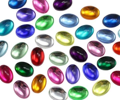 18x13mm Assorted Colors Flat Back Oval Acrylic Cabochons Rhinestones Plastic Gems Embellishments for Crafts, Costumes, Card Invitations, Jewelry,