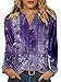 CRAZY GRID Women V Neck Long Sleeve Top Fashion Casual Dressy Fall Shirt Ladies Loose Light Blouse Comfort Soft Large Fall Clothes L Boho Purple Floral