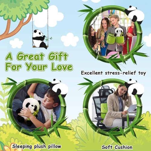 Image of 32cm Reversible Bamboo Panda Soft Toy Teddy Bear for Girls Plush with Cover Kawaii Stuff Toys Stuffed Animals Plushies Doll Gifts for Kids Boys Birthday Gift Valentine