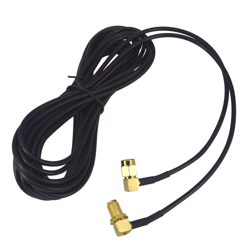 YILIANDUOSMA WiFi Antenna Cable SMA Male to SMA Female 90 Degree Aerial Extension Cabel RG174 5M for 3G 4G LTE Antenna Extension WLAN DAB Radio Baofeng