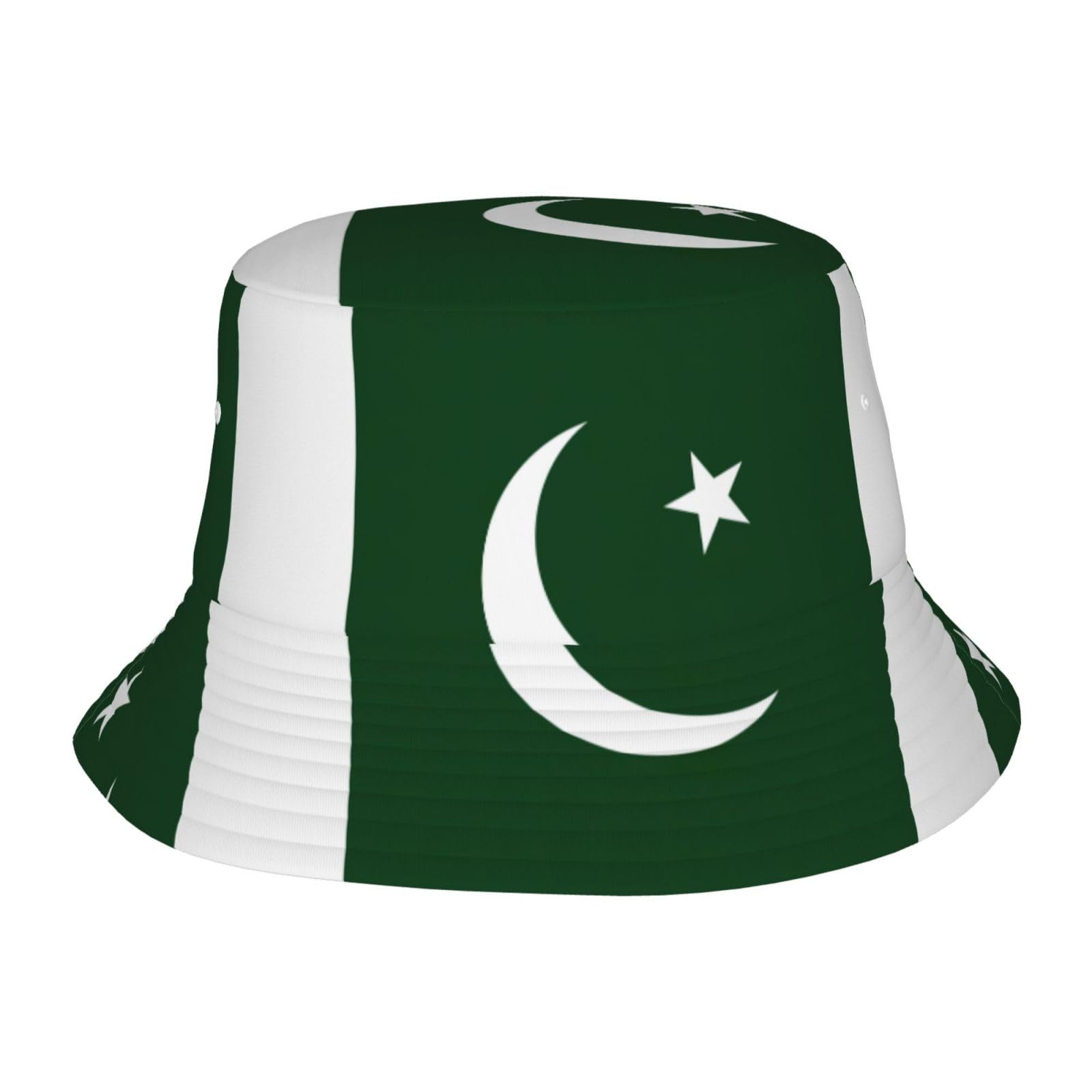 Flag of Pakistan Print Sun Hats for Men Women Boonie Hat Foldable Fishing Hat Bucket Hat for Fishing Hiking Black, Black, One size