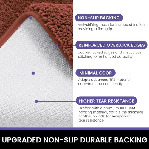 Image of Flooring India Co Newman Bath Mat 2500 GSM Super Soft Microfiber Anti Skid Slip Water Absorbent Bathroom Mats for Bedroom, Home, Door (40X60 CM, Rust)