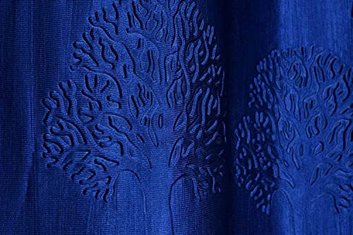 Image of Polyester Premium Tree Design Punching Screen for Home Office | Room Darkening Long Door Curtains 9 Feet Long Set of 1 | Modern Parda for Living Room and Bedroom | Navy Blue Curtains