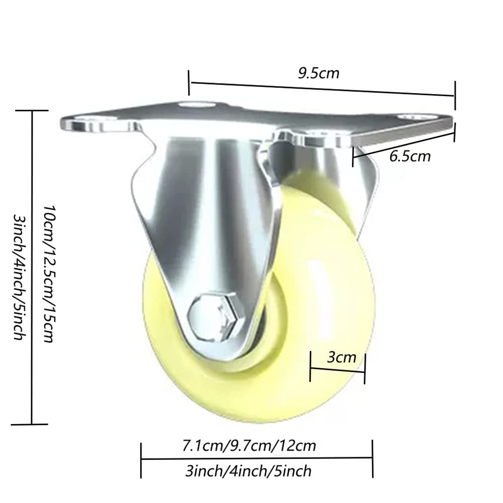 FREAZE Roues Nylon roulettes Pivotantes, Set De 4 Roue Charge Lourde Meubles roulettes avec Frein, 75mm/100mm/125mm Roue Plaques pour Chariot À Main Établi (Color : 2Fixed+2swivel, Size : 5inch)