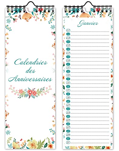 Calendrier des Anniversaires,Calendrier Perpétuel Anniversaire-Calendrier pour Enfant,Bureau, Famille (Light green)