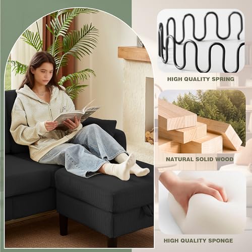 Image of 3 Pieces Sofa Set for Living Room with Sofa, Storage Ottoman and Single Chair
