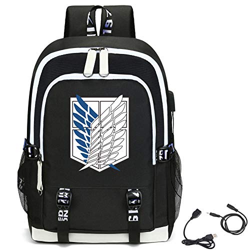 LKY STAR Anime AOT Sacs à Dos Port de Chargement USB pour Ordinateur Portable Pour Filles Garçons Hommes Femmes