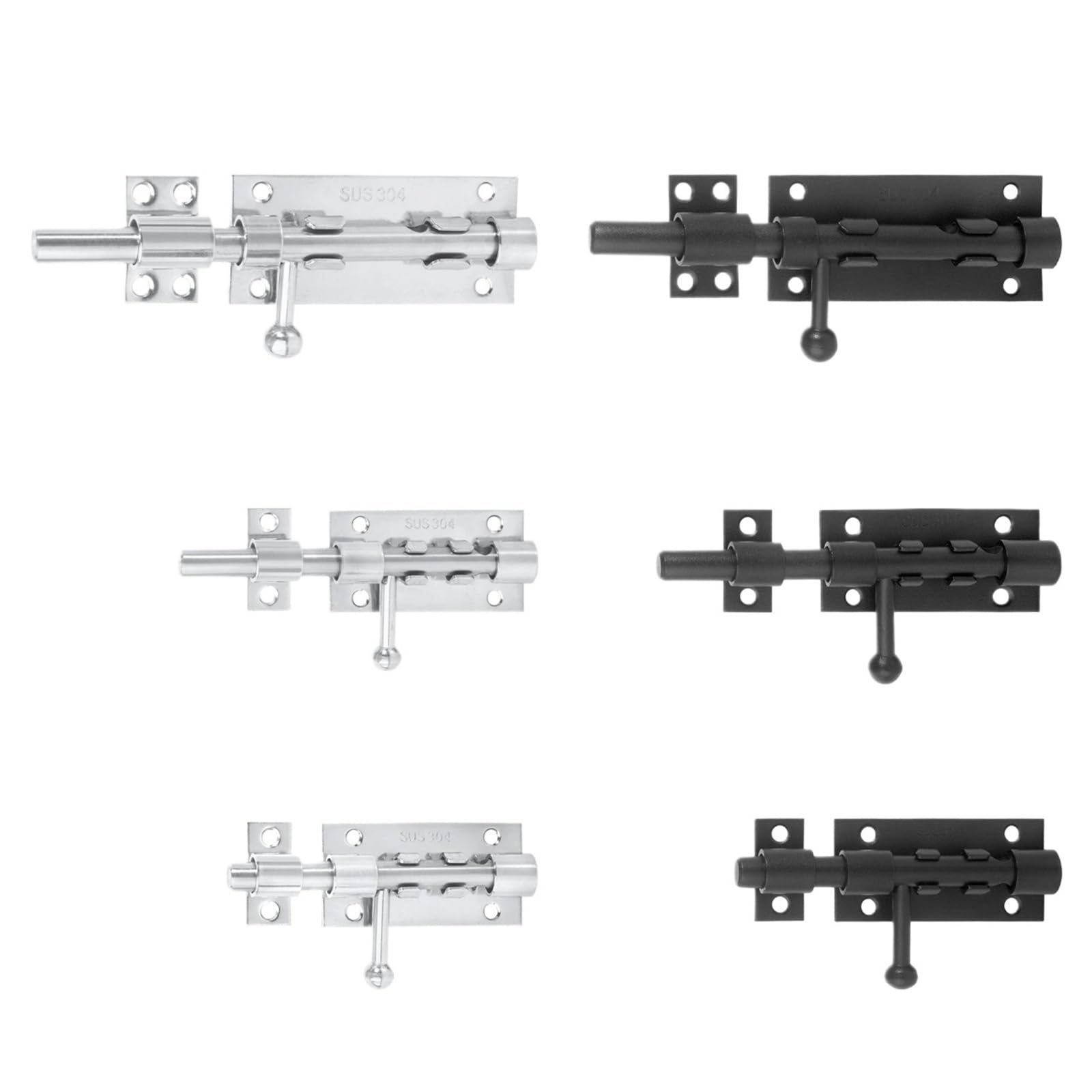 Boulon de porte coulissante et loquet de porte en acier inoxydable noir 125.5mm