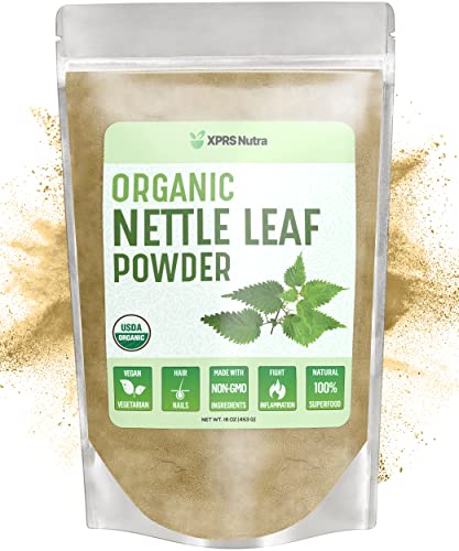 XPRS Nutra Organic Nettle Leaf Powder - Premium USDA Organic Stinging Nettle Powder for Hair and Nail Growth - Vegan Friendly Organic Stinging Nettle Leaf Fights Inflammation (16 oz)