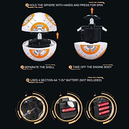 8-Inch 2.4G RC BB-8 Rolling Astromech Droid Remote Control Robot SW - The Rise of Skywalker Action Figure Ball Toys with Music Sound Box