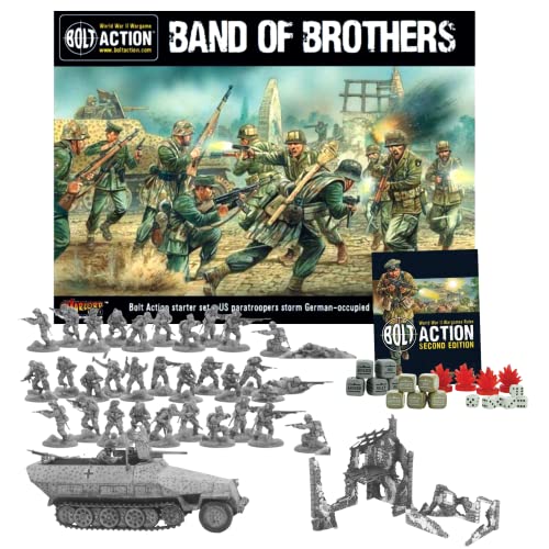 Bolt Action Miniatures Warlord Games Band of Brothers Bolt Action Starter Set 2-36 pcs 28mm Miniatures & 1 Tank Model Kit-Bolt Action US Army, Miniature Wargaming WW2 Model Kits by Wargames Delivered