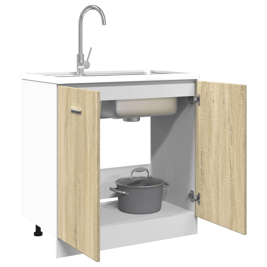 Tomostar Meuble Cuisine sous-évier, Meuble Bas pour évier Armoire de Cuisine Lyon Chêne Sonoma 80 x 46 x 81,5 cm Bois d'ingénierie