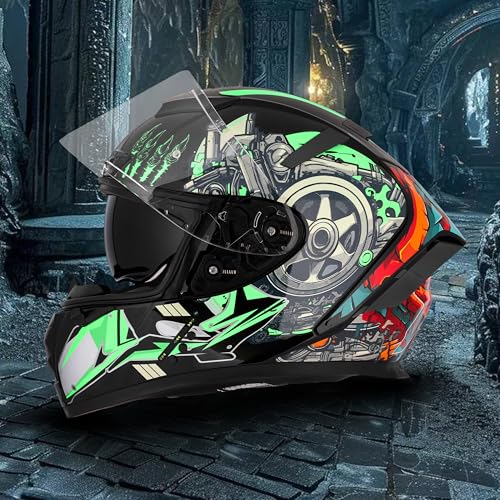 Image of Steelbird SBH-32 Trickster Bluetooth ISI and Dot Certified Full Face Helmet for Men and Women with Inner Smoke Sun Shield