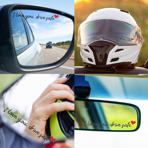 Image of I Love You Drive Safe Mirror Stickers, 3 Pcs Cute Car Mirror Stickers, Drive Safe Car Decals for Women, Vinyl Decal Sticker Cars Decor, Funny Cars Accessories Valentines Day Gifts (Black)