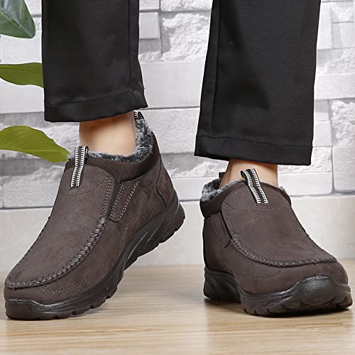 Image of COSIDRAM Men Shoes Winter Snow Boots Cotton-Padded Slip on Casual Warm Walking Sneakers Waterproof House Shoes