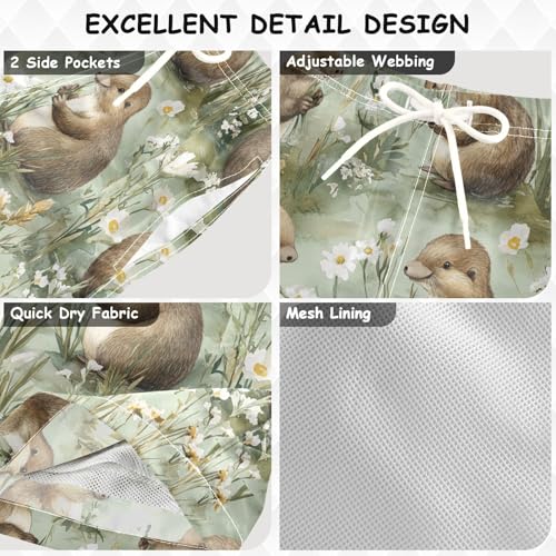 Pigsaly Boys' Swim Board Shorts Australian Animals Brown Platypus Boy's Swim Trunks Kids Swimwear S3