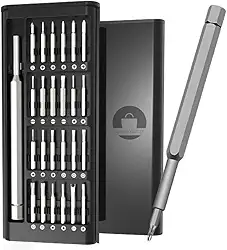 Kit Chaves de Precisão Premium 24 Peças - Estojo Multifuncional com Ferramenta em Alumínio e Ponteiras de Precisão em Aço CRV - Removíveis para Impressora 3D, Smartphones, Tablets, Notebooks
