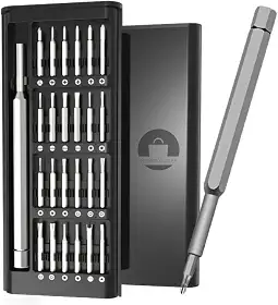 Kit Chaves de Precisão Premium 24 Peças - Estojo Multifuncional com Ferramenta em Alumínio e Ponteiras de Precisão em Aço CRV - Removíveis para Impressora 3D, Smartphones, Tablets, Notebooks