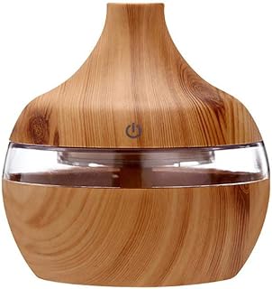 Wean Diffuseur d'huiles essentielles, humidificateur d'huiles essentielles, 7 couleurs, USB électrique, aromathérapie, humidificateur d'air, grain de bois, avec lumière LED