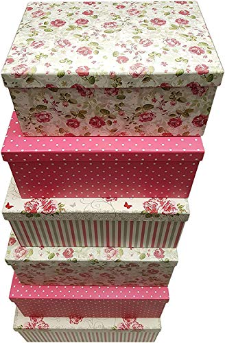 Elegant Decorative Themed Extra Large Nesting Gift Boxes -6 Boxes- Nesting Boxes Beautifully Themed and Decorated - Perfect for Gifts or Simple Decoration Around the House! (Flower) - Thumbnail 5