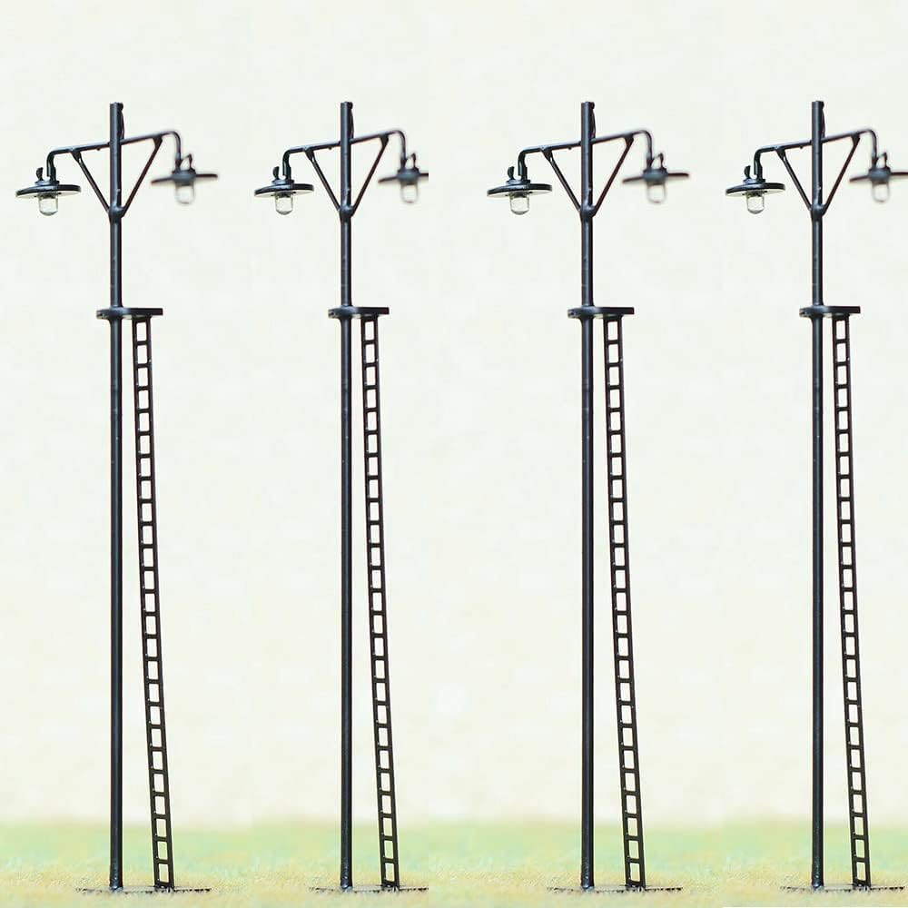Daaxing 4/10 PCS HO Scale LED Yard Light Model,Train Street Station Lamp Post Kit For Small Landscape Garden Lamps Lighting,LED Garden Lights Model Train Railway Street Station Lamp Post (4PCS)
