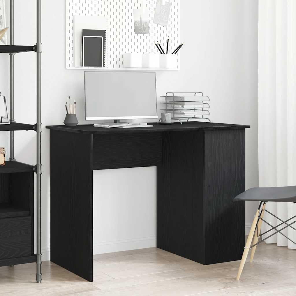 Escritorio de roble negro, 100 x 55 x 75 cm, mesa de ordenador con gran superficie de trabajo y espacio de almacenamiento para el hogar, oficina, juegos, oficina, sala de estar, dormitorio