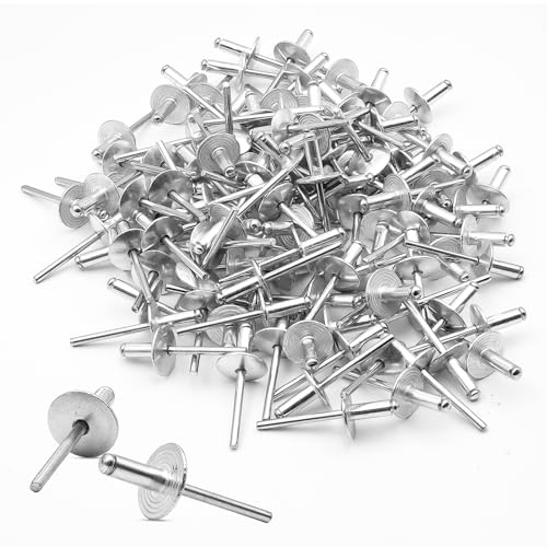 Rivets aveugles en aluminium à large bride 4,8 x 13 mm – Lot de 120 rivets pop pour métal plastique meubles bricolage Fixation robuste grâce à la large bride montage facile