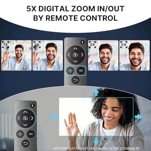 Ynoonvon Webcam with 5W Speaker and Microphones for PC,Computer USB Camera 5X Digital Zoom ePTZ 1080P Webcam with Privacy Cover &Remote for Conference, Laptop, Desktop,Mac, Streaming, Gaming - Image 7