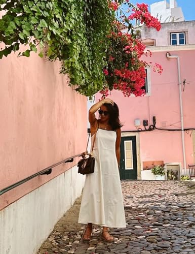Womens Summer Maxi Dress 2025 Spaghetti Strap Dress Linen Sleeveless Backless Flowy Long Beach Dresses - Image 3