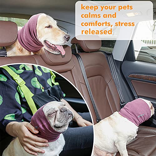 Lelepet Ohrenschutz für Hunde, Hunde Gehörschutz, Beruhigender Kapuzenpullover, Hund Ohrenschützer zur Geräuschreduzierung, Hundehals und Ohrenwärmer, Hund Ohrenpflege Lärmschutz, Lila S