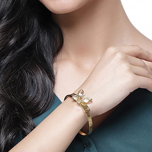 Gold-Plated Bangle Style Bracelet with American Diamond (Design 6)