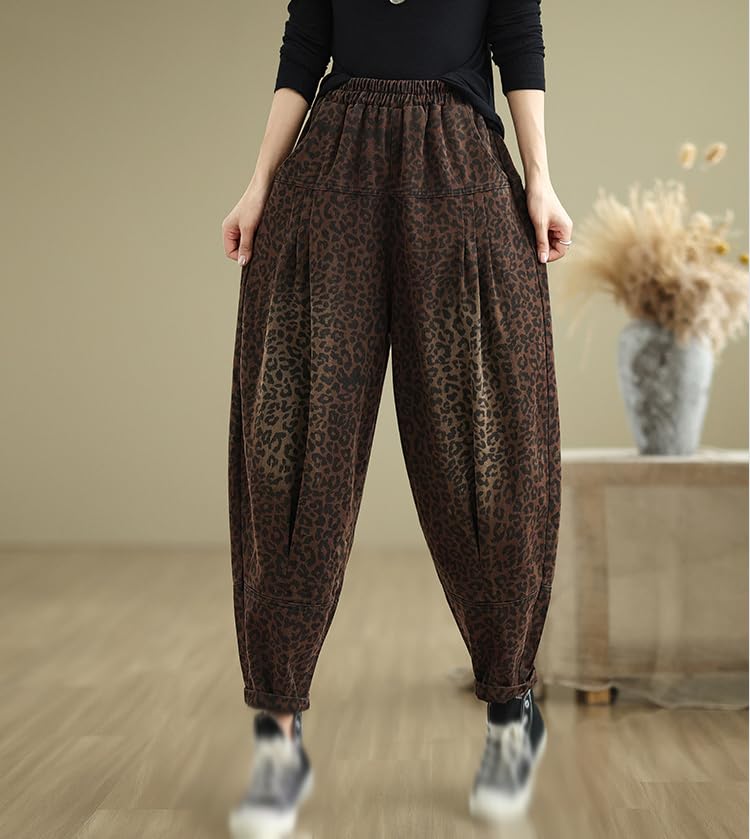 LAI MENG FIVE CATS Casual Women Barrel Jeans Baggy Denim Elastic High Waist Ankle Pants4