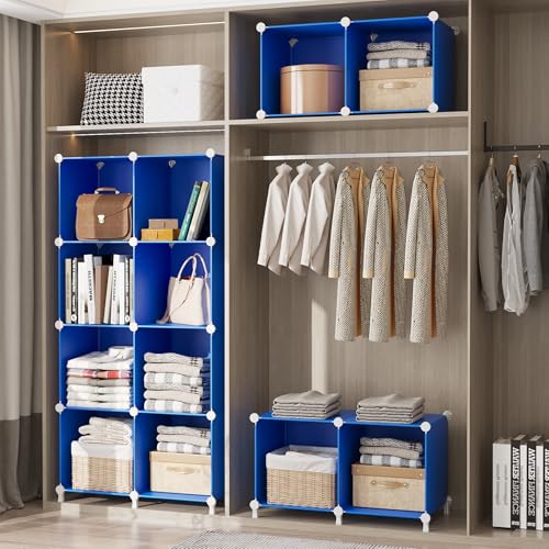 Image of AWTATOS Cube Storage Organizer, 6 Cube Closet Organizers and Storage Shelves, DIY Stackable Bookshelf for Bedroom, Home, Admiral Blue