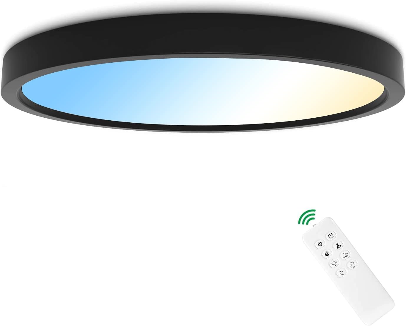 Anten New York I 24 W LED Ceiling Light with Remote Control I Black I Diameter 30 cm I 3000-6500 Kelvin I Dimmable and Colour Temperature Freely Adjustable [Energy Class A++]