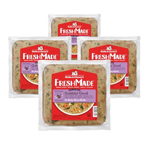 Stella & Chewy's FreshMade Frozen Fresh Grain-Free Gobblin' Good Dog Food, 16-oz pouch (Pack of 4)