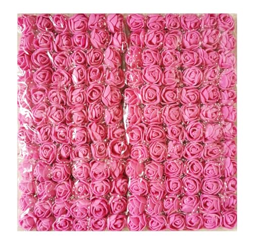 Artfen Mini Fake Rose Flower Heads 144pcs Mini Artificial Roses DIY Wedding Flowers Accessories Make Bridal Hair Clips Headbands Dress (Bottom add Gauze) Rose red