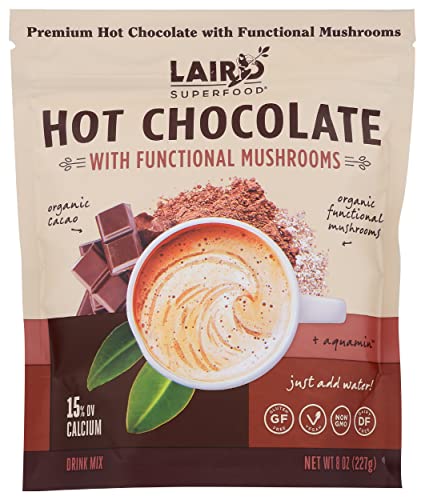 Laird Superfood Functional Mushrooms Hot Chocolate Drink Mix, Non GMO, Gluten Free, 8 Ounces (Pack Of 6)