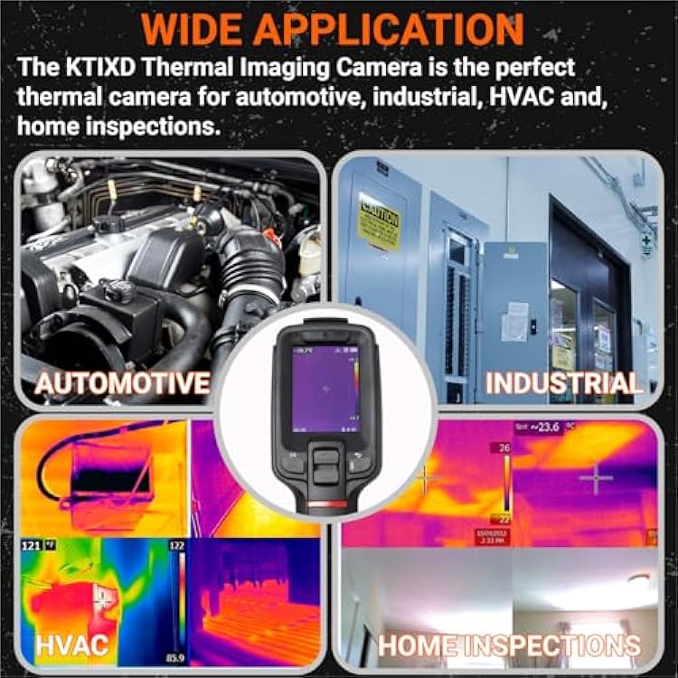 K Tool International XD275 Thermal Image Camera for Garages, Repair Shops and DIY, 2.4 LCD Display, 4F to 752F Temperature Range, Multiple Color Palettes, 16GB microSD Card, USB-C Cable, Wrist Strap