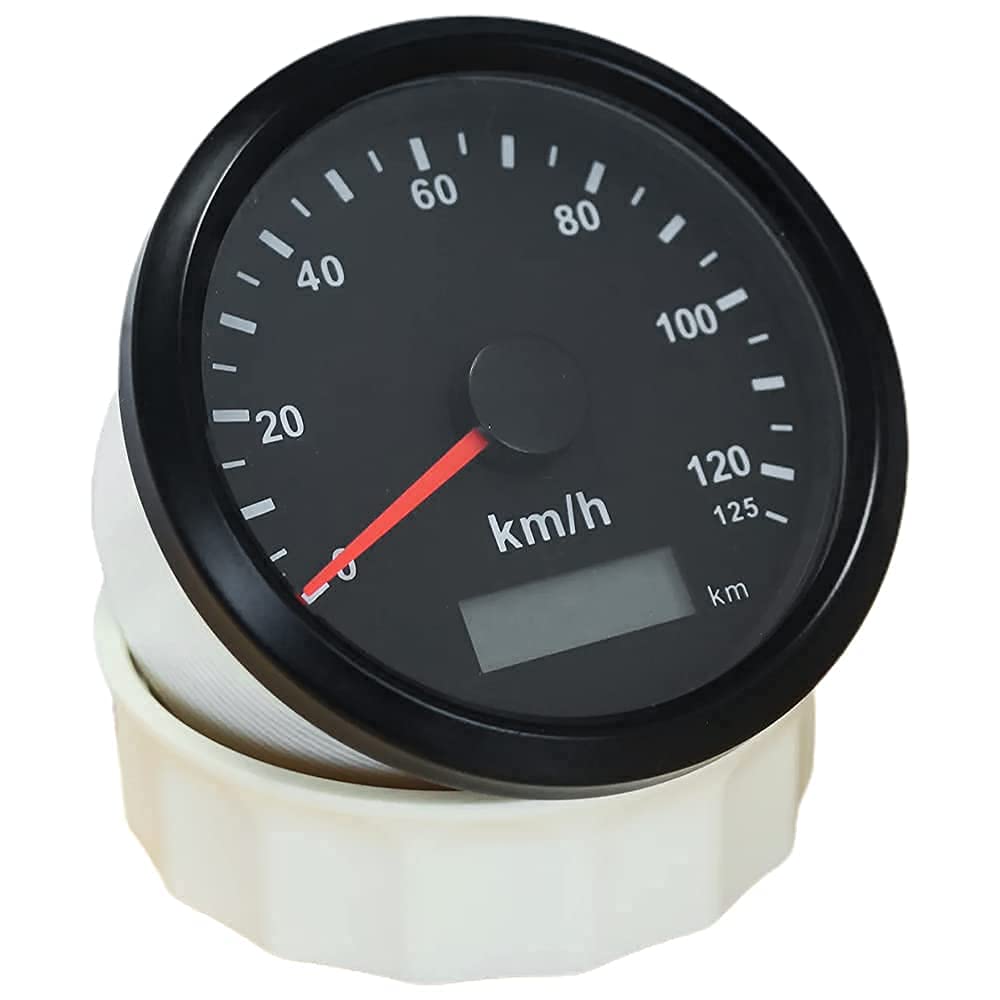 Compteur de vitesse GPS universel 0-125 km/h Compteur kilométrique Kilométrage 85 mm (3 3/8 pouces) avec rétroéclairage 9-32V