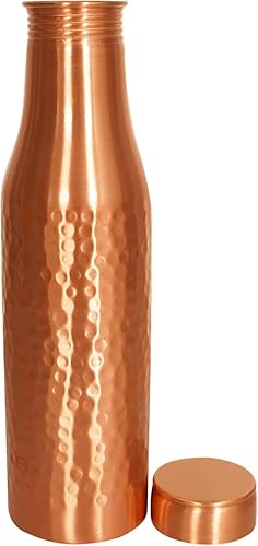Miniatura 12 de Botella de agua de cobre martillado para beber, extra grande de 34 onzas, botella de agua ayurvédica de cobre puro, hecha a mano, a prueba de fugas
