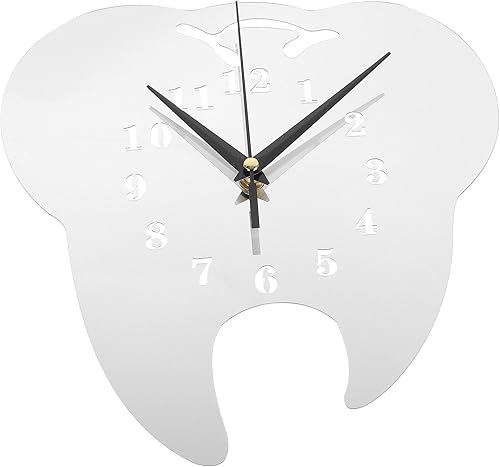 SUPVOX Reloj de pared decorativo para el hogar con forma de diente, decoración de acrílico silencioso, decoración retro