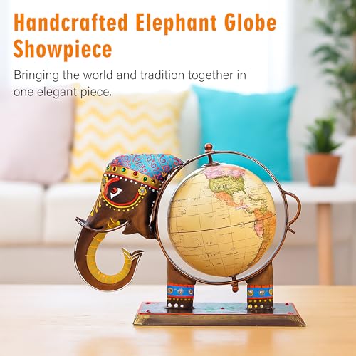 Image of ZAICUS Elephant Globe Showpiece for Home & Office Decor | Vintage World Map Decorative Globe | Tabletop Showpiece for Living Room, Study & Gifting