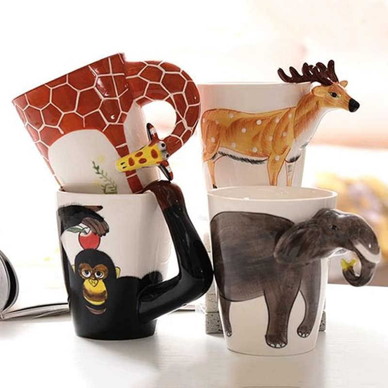 Lot De 8 Tasses à Expresso – Céramique, Poignées 3D Animaux Sauvages, Multicolore, Occasion