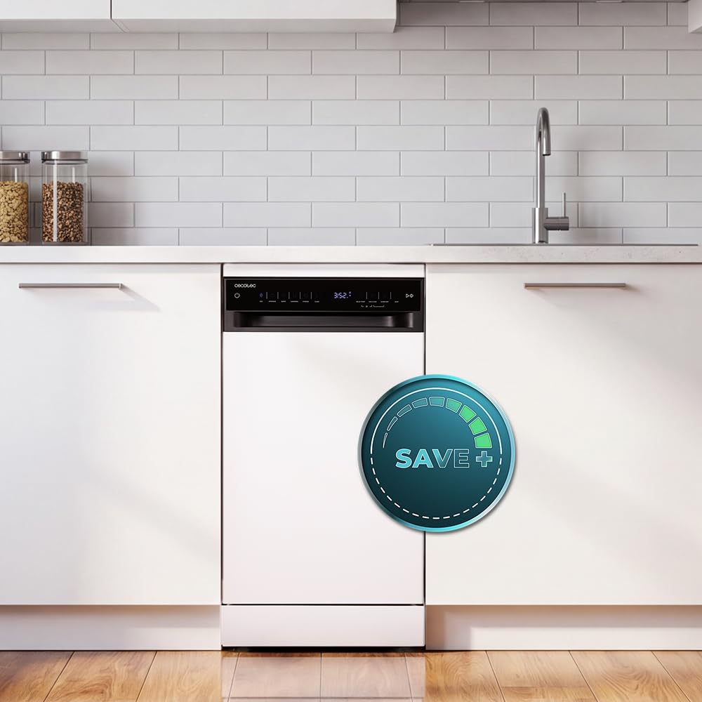 Cecotec Freistehender Geschirrspüler 45 cm Bolero Aguazero 4560 Connected 11 Maßgedecke 9 Programme Energieeffizienzklasse C Weiß