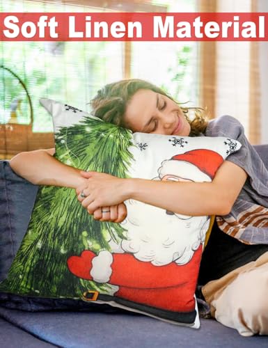 multiwins Christmas Decorations Set of 4 Double-Sided Print Christmas Pillow Covers 16" x 16", with 8 Cute Christmas Decor Patterns, Throw Pillow Covers Perfect for Christmas and Home Decor by multiwins - Image 12