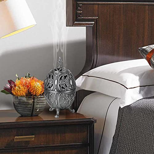 Juxyes Vintage Incense Burner Holder With Removable Ash Catchers, Metal Censer Antique Cone Coil Incense Burner Holder Zinc Alloy Spiritual Aromatherapy Yoga Meditation Gifts Retro Home Decoration #TOP6